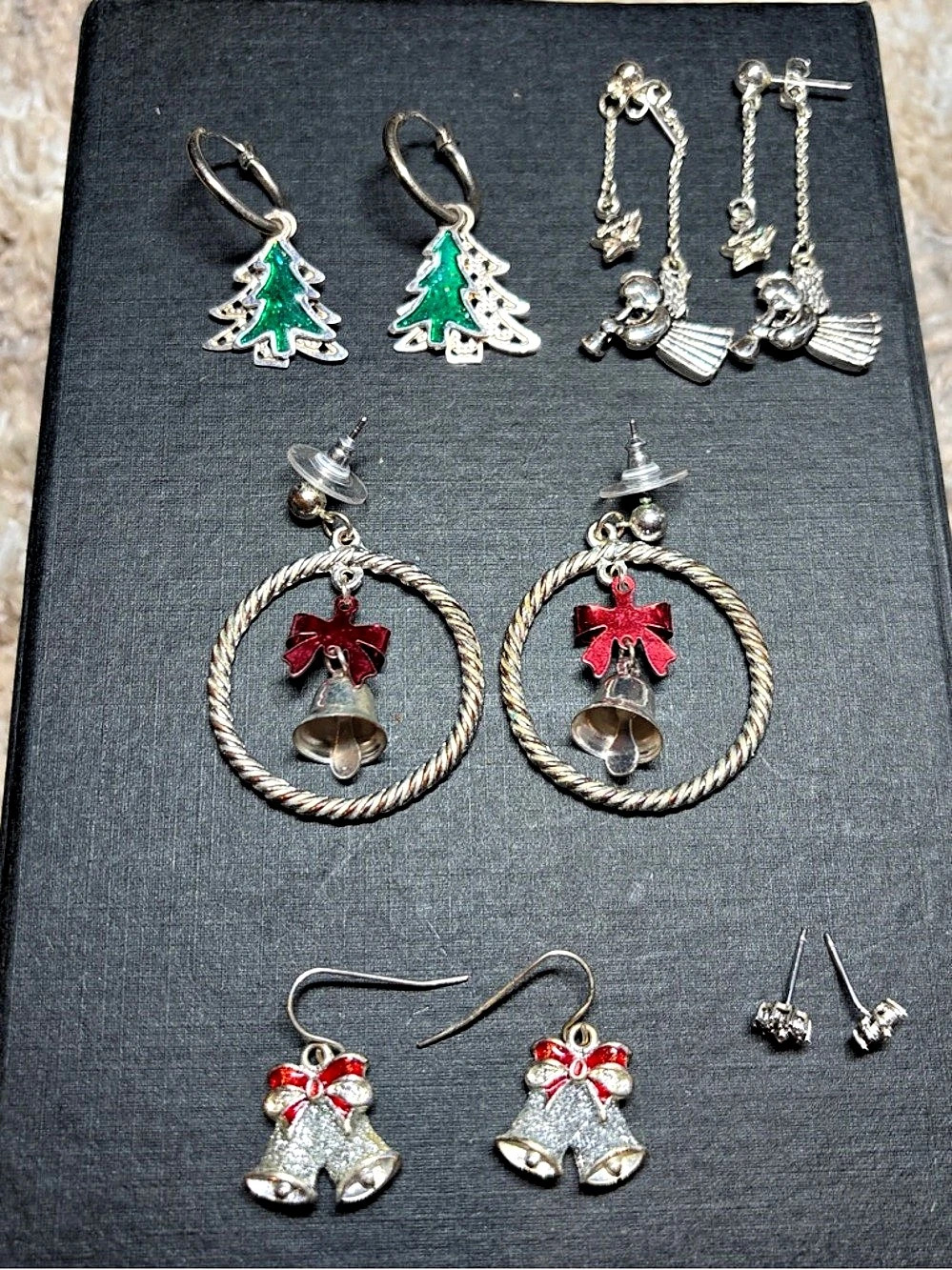 Lot of five pairs Silver tone Holiday Earring Sets